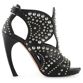 Sandali Alexander Mcqueen in pelle nera con borchie Nero
