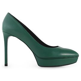 Décolleté con plateau Janis in pelle verde Saint Laurent Verde