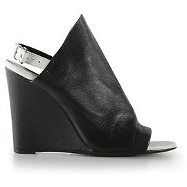 Balenciaga Sandali con zeppa in pelle nera e bianca Nero
