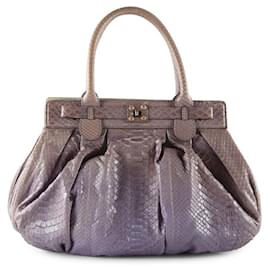 Zagliani Lilás Python Puffy Bolsa Hobo Roxo