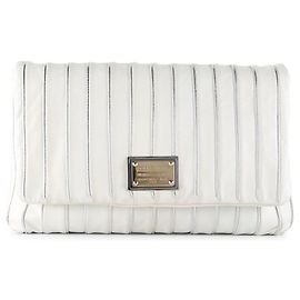 Dolce & Gabbana Clutch Miss Lexington in pelle bianca e argento Bianco