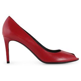 Saint Laurent Red Leather Peep Toe Pumps Red