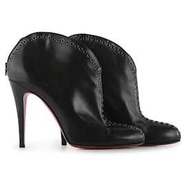 Christian Louboutin-Christian Louboutin Jazz Leather Catch Me 100 Ankle Booties-Black