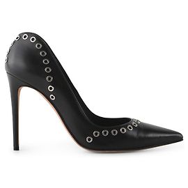 Alexander McQueen Décolleté a punta impreziositi da occhielli in pelle nera Nero
