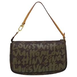 Louis Vuitton-LOUIS VUITTON Monogram Graffiti Pochette Accessoires Pouch M92191 LV Auth am3656-Green
