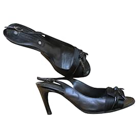 Céline-Black leather sandals, 37IT.-Black