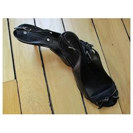 Céline-Black leather sandals, 37IT.-Black