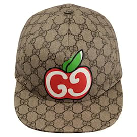 Gucci-Cappellino Gucci GG Monogram Supreme Apple-Marrone,Beige
