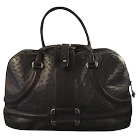 Alexander Mcqueen-Alexander McQueen sac à main cuir d'autruche noir-Noir