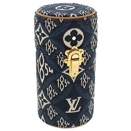 LOUIS VUITTON usado 1854 imprimir perfume 100ml Estojo de viagem Navy LV Auth 35667NO Branco Azul marinho