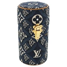 Louis Vuitton-LOUIS VUITTON Pre Owned 1854 Print Perfume 100ml Travel Case Navy LV Auth 35667a-White,Navy blue