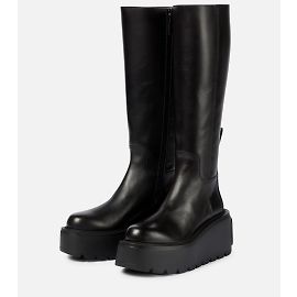 Valentino Garavani Stivali Uniqueform in pelle con platform Nero