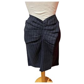 Jupe Isabel Marant Etoile en lin bleu marine à rayures Bleu Marine