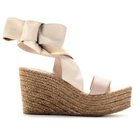 Chloé Leather Espadrilles Beige Beige