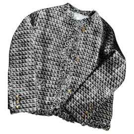 Valentino-Valentino Sequins Detail Tweed Jacket-Black