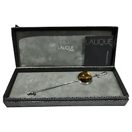 Lalique-Spilla vintage Lalique 1991-Argento,Giallo