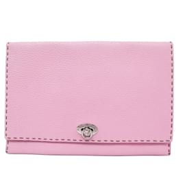 Fendi-NEW FENDI SELLERIA HAND POUCH BAG 8N0104 PINK LEATHER POUCH CLUTCH-Pink