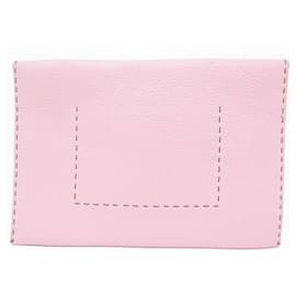 Fendi-NEW FENDI SELLERIA HAND POUCH BAG 8N0104 PINK LEATHER POUCH CLUTCH-Pink
