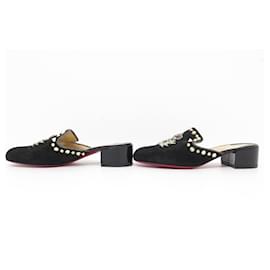 Christian Louboutin-NEW CHRISTIAN LOUBOUTIN EVENING SUN MULE SHOES 36 SUEDE LOAFERS-Black