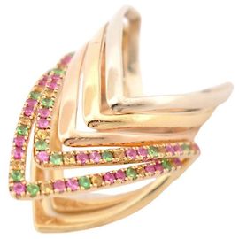 YVONNE LEON RING 5 STACKABLE RINGS VIVIANE T52 a 54 GOLD TSAVORITE RING Golden