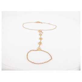 Vanessa Bruno Athe-NESSA LOVE MEDALLIONS LOVE RING BRACELET 16-18 IN YELLOW GOLD DIAMOND GOLD RING-Golden