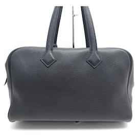 Hermès-HERMES VICTORIA II tote bag 35 BLACK TOGO LEATHER BLACK HAND BAG-Black