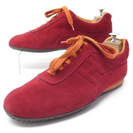 Hermès CHAUSSURES HERMES BASKETS QUICK H 40 EN DAIM ROUGE RED SNEAKERS SHOES Rouge