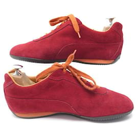 Hermès-HERMES SHOES SNEAKERS QUICK H 40 RED SUEDE SNEAKERS SHOES-Red