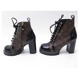 Louis Vuitton-louis vuitton shoes 1a2Y7X STAR TRAIL MONOGRAM BOOTS 38.5 Boots-Brown