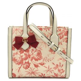 Gucci GG Ribbon Canvas Herbarium Handbag White