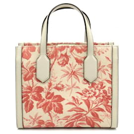 Gucci-GG Ribbon Canvas Herbarium Handbag-White