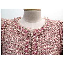 Chanel-CHANEL JACKET WITH BALLOON SLEEVES PINK S27739 38 M IN TWEED PINK JACKET-Pink