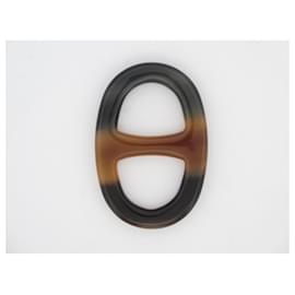 Hermès-NEUF ANNEAU DE FOULARD HERMES CHAINE D'ANCRE CORNE DE BUFFLE NEW SCARF RING-Marron