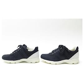 Chanel-CHANEL SHOES SNEAKERS CC TRAINER SNEAKERS G31711 39 BLUE CANVAS SHOES-Navy blue