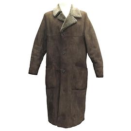 LONG MAC DOUGLAS SHEARLING COAT SIZE L 54 LAMB LEATHER LAMB COAT Brown