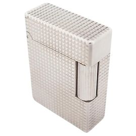 VINTAGE LIGHTER ST DUPONT LINE 1 PM DIAMOND TIP SILVER METAL LIGHTER Silvery