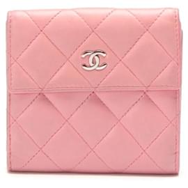 Chanel-Leather Compact Wallet-Pink