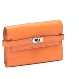Hermès-Portefeuille classique Kelly-Orange