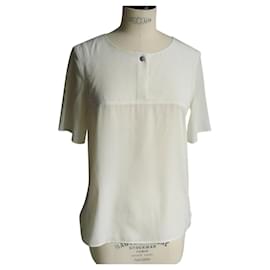 Chanel-CHANEL UNIFORM Camélia blouse long sleeves ecru T38 /BE-Eggshell