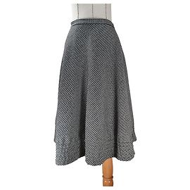 Moschino Houndstooth Wool Skirt Black White Black White