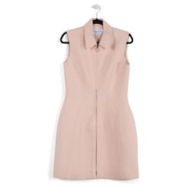 Christian Dior-Christian Dior Rose Wool Sleeveless Mini Dress-Pink