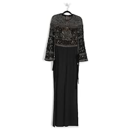 Elie Saab-Elie Saab Sequin Embellished Jumpsuit With Long Sleeves And Wide Legs-Black