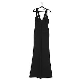 Herve Leger Black Jersey Jumpsuit With Wide Legs Black