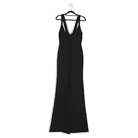 Herve Leger-Herve Leger Black Jersey Jumpsuit With Wide Legs-Black