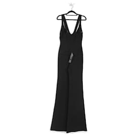 Herve Leger-Herve Leger Black Jersey Jumpsuit With Wide Legs-Black