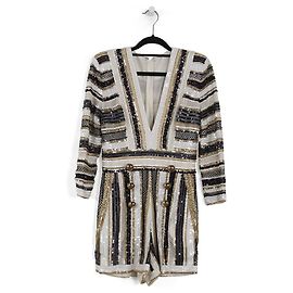 Zuhair Murad White/Gold/Navy Full Sequins Three-Quarter Sleeves Playsuit Multiple colors