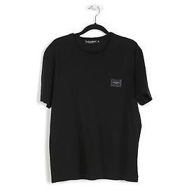 Dolce & Gabbana Camiseta de manga curta com logotipo preto de algodão e metal Preto