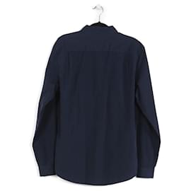 Gucci-Gucci Navy Blue Cotton Logo Embroidered Detail Shirt-Blue,Navy blue