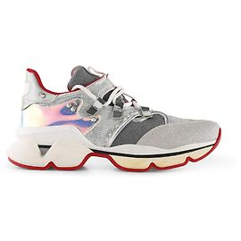 Christian Louboutin Sneakers con lacci Runner Sunset Glitter argento e rosso Argento Metallico