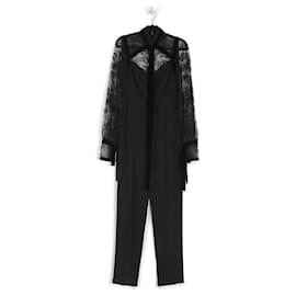 Elie Saab-Elie Saab Black Jumpsuit With Lace Upper/Sleeves-Black